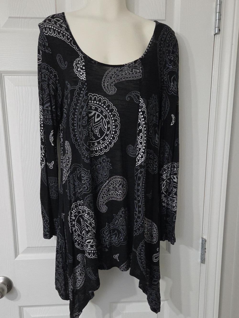 Black Paisley Long-Sleeve Tunic